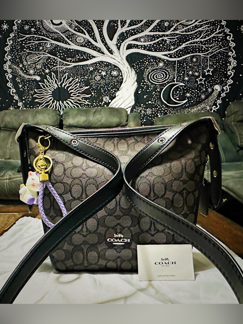 Rare Coach soho Shoulder Bag Black Signature Jacquard crossbody bag - Picture 9 of 17